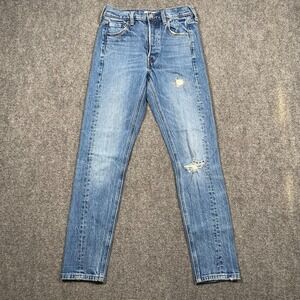 Levi's Altered 501 Skinny Jean Womens 24x27 High Rise Button Fly Distressed Blue